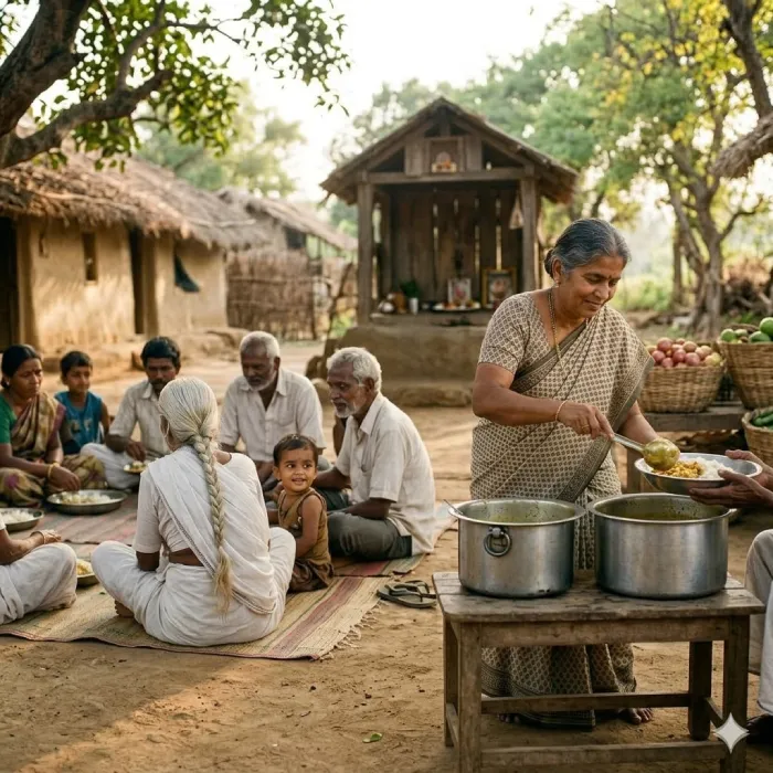 Maa serving food to Needy